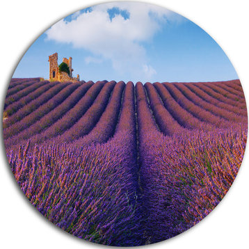 Purple Lavender Field, Landscape Photography Round Wall Art, 23"