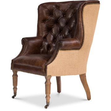 Welsh Leather & Jute Chair - Brown