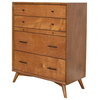 1579APB Brown Mid Century 4 Drawer Chest with Pull Out Tray