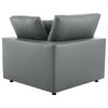 Commix Down Filled Overstuffed Vegan Leather 5-Piece Sectional Sofa, Gray
