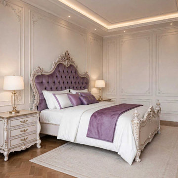 Luxury Solid Teak Wood Bed | French Rococo Traditional Bedroom Furniture