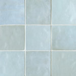 Bedrosians Tile and Stone - Cloe 5"x5" Artisan Ceramic Subway Tile, Baby Blue - The Cloe Collection is glazed ceramic wall tile characterized by its brilliant colors, smooth gloss finish and interesting variations in hues and tones. Its eight colors: White, Creme, Baby Blue, Grey, Pink, Green, Blue and Black, can be used in a wide range of combinations. For a pop of pattern, we've included a 5"x5" black and white Loire deco. Trim out your projects with the 1/2"x8 Jolly Miter Edge Trim in a gloss finish.