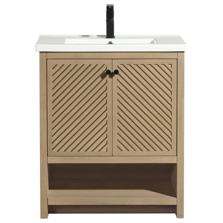 Selena Bathroom Vanity, Oak, 30", Single Sink, Freestanding