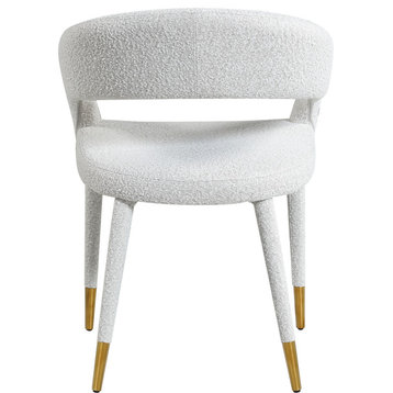 The Prescott Dining Chair, Cream, Boucle Fabric