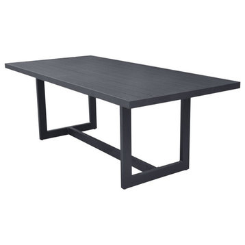 Limari Home Wake Modern Aluminum & Metal Outdoor Dining Table in Dark Charcoal