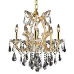 Elegant Lighting - Elegant Lighting 2801D20G/RC Maria Theresa - Six Light Chandelier - A heavenly high point to your home, Maria Theresa collection pendant lamps are ablaze with hundreds of resplendent crystals. Copious strands of sparkling clear or golden-teak crystals dangle from elaborate tiers of glass-coated steel arms in your choice of a wide selection of finish colors. An imperial favorite for the stairwell, dining room, or living room.  Tiers of glass-coated steel arms in a chrome finish Hundreds of clear royal-cut crystal strands arch and dangle  Lamp features a diameter of 20 inches, a height of 25 inches, and requires 6 candelabra bulbs.  Dining Room/Living Room/Bedroom/Bathroom/Entry Way 2 Years Clear Mounting Direction: Up Assembly Required: Yes Canopy Included: Yes Shade Included: Yes Dimable: YesMaria Theresa Six Light Chandelier Gold *UL Approved: YES *Energy Star Qualified: n/a *ADA Certified: n/a *Number of Lights: Lamp: 6-*Wattage:40w E12 bulb(s) *Bulb Included:No *Bulb Type:E12 *Finish Type:Gold
