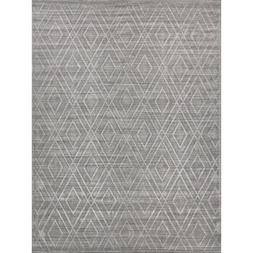 Castelli Handmade Hand Loomed Wool and Bamboo Silk Gray Area Rug, 12'x15'