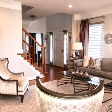 Transitional Living & Dining Room Layered with textures- Rose T. Bien-Aime