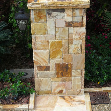 Stone pillar detail South Florida Front Yard