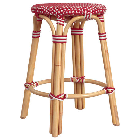 Tobias Rattan Counter Stool, Red