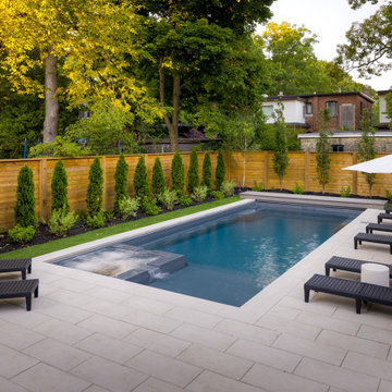 Complete Backyard Landscape and Patio Design Project With A Fiberglass Pool