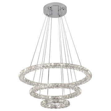 Modern LED Crystal Chandelier Pendant Lamp Ceiling Light - 28" - Dimmable