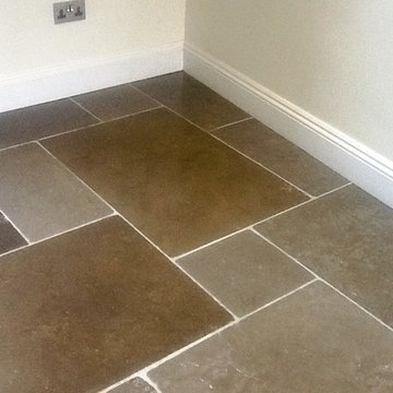 Poorly Sealed Limestone Tiled Floor Restored in Kislingbury