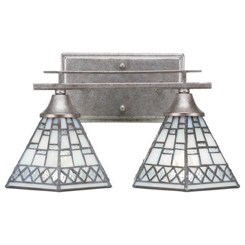 Uptowne 2-Light Bath Bar, Aged Silver/Pewter Art