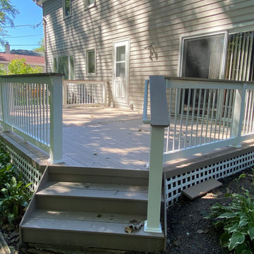 TimberTech Sandy Birch Deck with double staircase in Mt. Prospect, IL