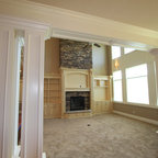 Fireplace off white with stone - Traditional - Living Room - Cedar