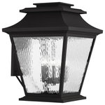 Livex Lighting - Livex Lighting Hathaway 5 Light Black Outdoor Wall Lantern - This outdoor wall lantern light looks great near garage doors, entryways, and porches. Our handsome black finish is paired with clear water glass and durable solid brass construction for a classic look and feel that works with any home. Candelabra bulbs offer a warm, soft glow, so you can feel both safe and stylish.