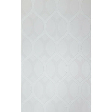 Embossed Ogee White diamonds Geometric Wallpaper, 21 Inc X 33 Ft Roll
