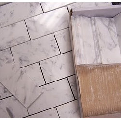 Carrara (Carrera) Bianco Polished Marble Subway 3x6" Tile Italian Marble - Flooring