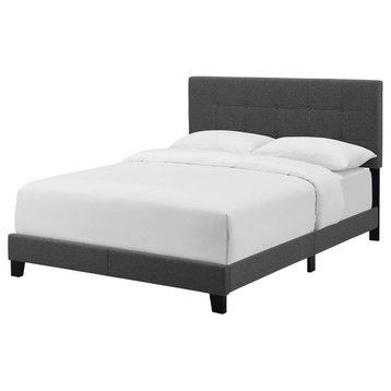 Modern Contemporary Full Size Bed Frame, Gray, Box Spring Required