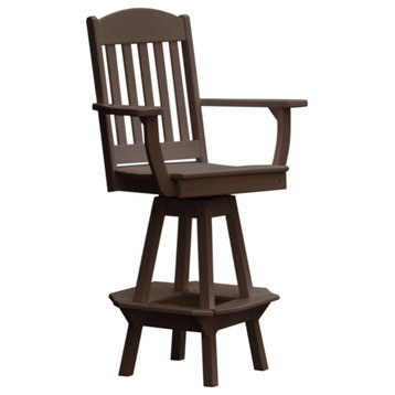 Poly Lumber Classic Swivel Bar Chair with Arms, Tudor Brown