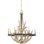 Quoizel - Journey 6-Light Chandelier, Earth Black - A thoughtful design with rustic elements the Journey Collection features a nature-themed flair. The antlers are made of resin and designed to resemble the real deal. The rich earth black of the fixture body is the perfect finish to showcase the lifelike details of the horned accents.