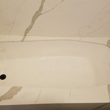 Statuario Quartz slabs, Tub Deck and Surround