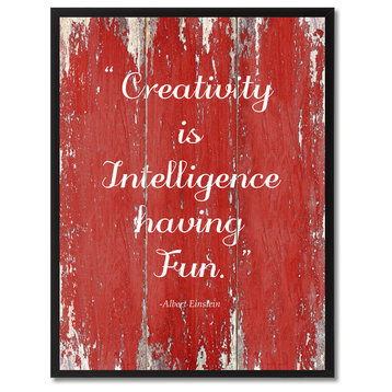 Creativity Is Intelligence Albert Einstein Quote, Canvas, Picture Frame, 13"X17"