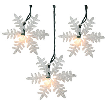 10ct Glittered Snowflake Christmas Light Set 6ft Wire