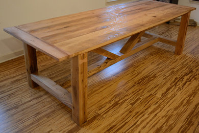 Reclaimed oak wood beam style dining table