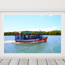 Boat filled with tourists, Galinhos - RN, Brazil. Downloadable Instant