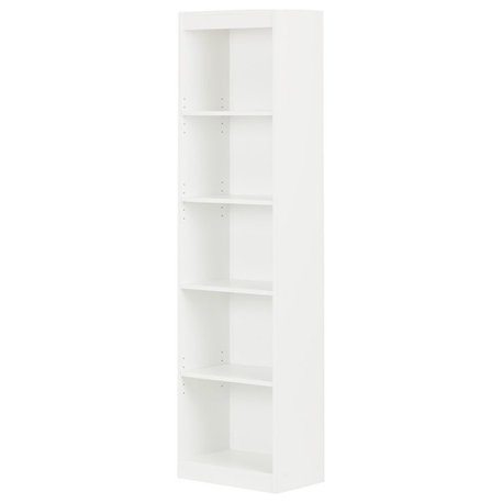 South Shore Axess 5-Shelf Narrow Bookcase in Pure White