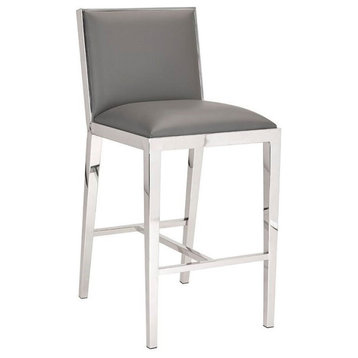 Uptown Club Wells Faux Leather Counter Stool in Gray