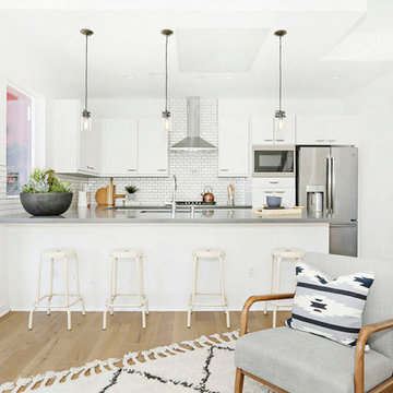 White Industrial Kitchen with Pendants