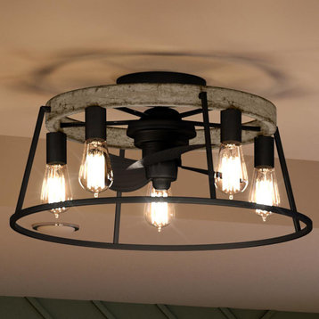 Luxury Contemporary Ceiling Fan, 11.5''H x 24''W, in Ash Black