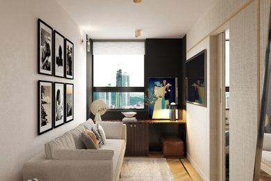 Design ideas for a small eclectic living room in London with a wall mounted tv.