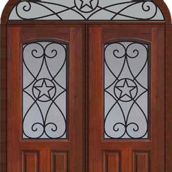Prehung Transom Double Door 80 Fiberglass Austin Texas Star - Front Doors