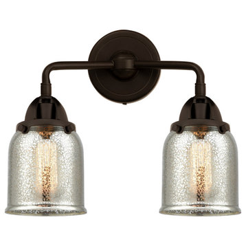 Small Bell Bath Vanity Light, Oil Rubbed Bronze, Silver Plated Mercury