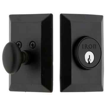 Ageless Iron Keep Plate Single Cylinder Deadbolt, Black Iron