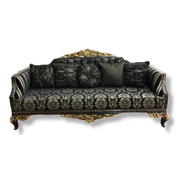 Morroco Classic Sofa Set - 4-Piece (Black & Gold)