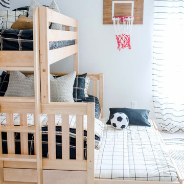 Natural Twin over Full Bunk Bed with Ladder and Trundle