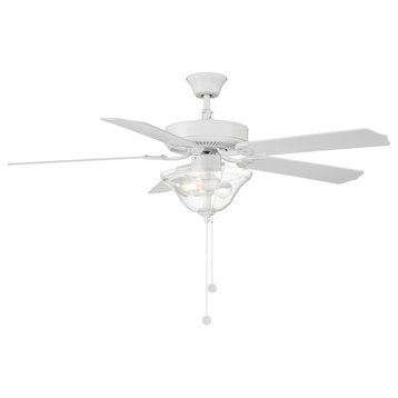 52" 2-Light Ceiling Fan, Matte Black, Bisque White