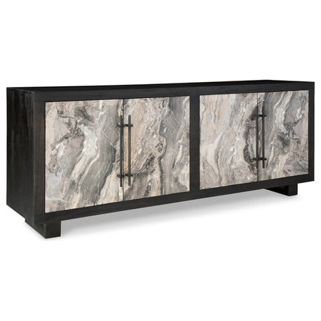 Ashley Furniture Lakenwood Wood Accent Cabinet in Light Gray and Black