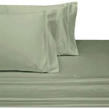 100% Cotton Solid Pillowcases, Set of 2, 1000 Thread Count, Sage, King