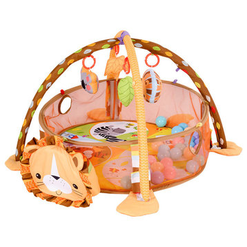 Costway 3 in 1 Cartoon Lion Baby Activity Gym Play w Hanging Toys Ocean Ball