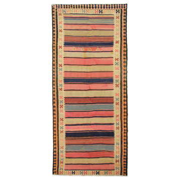 Persian Kilim Fars Azerbaijan Antique 14'3"x6'1" Hand Woven Oriental Rug