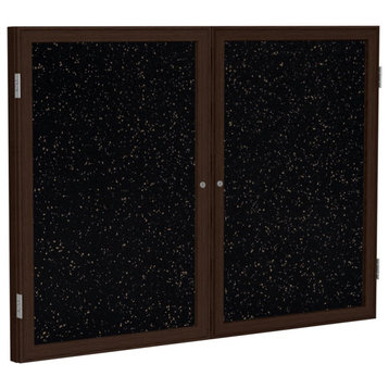 Ghent's Wood 48" x 60" 2 Door Enclosed Rubber Bulletin Board in Speckled Tan