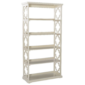 Linon Turner Five Shelf Wood Bookcase in White