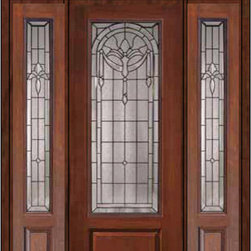 Prehung Sidelights-Transom Door 96 Fiberglass Palacio 3/4 Lite Glass - Front Doors