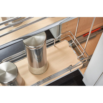 Two-Tier Sold Surface Pull Out Organizers With Soft Close, Natural Maple, 5"